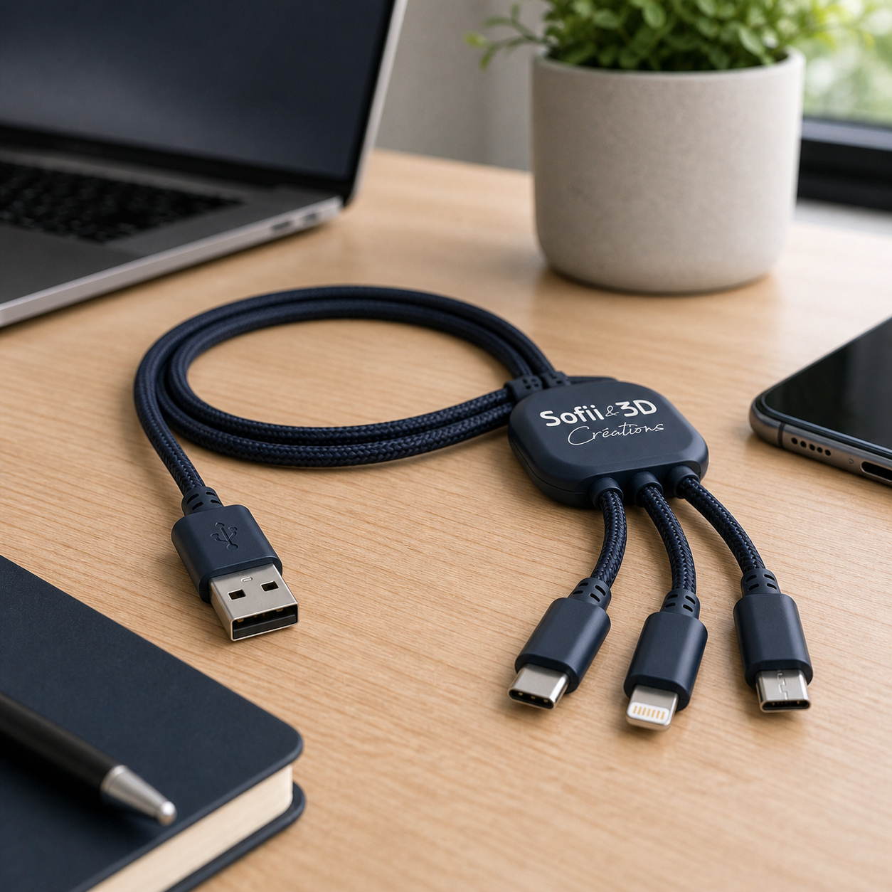 Câble multi-connecteurs personnalisé Sofii & 3D Créations