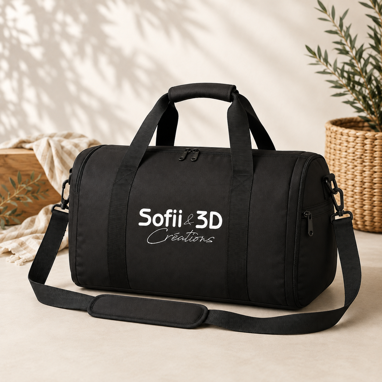 Sac de voyage noir personnalisé Sofii & 3D Créations