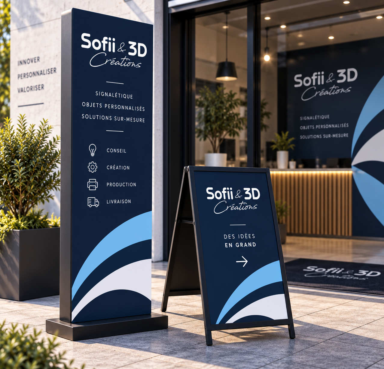 Totem & chevalet — SOFII & 3D Créations